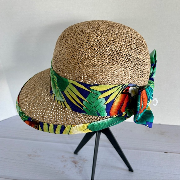 NWOT | Original Panama Jack | Women's Cloche Straw Hat Tropical Bow - Picture 6 of 14